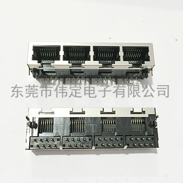 1x4 四胞RJ45網絡接插件帶屏蔽殼