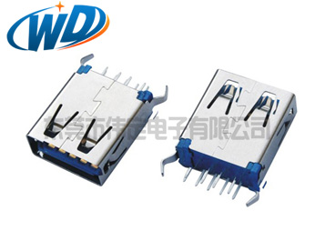 180度立式USB 3.0 AF 連接器平口彎腳 H=19.50mm