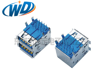 USB 3.0 AF 雙層 DIP 短體 A母頭 PCB 端 倆層L17.46mm